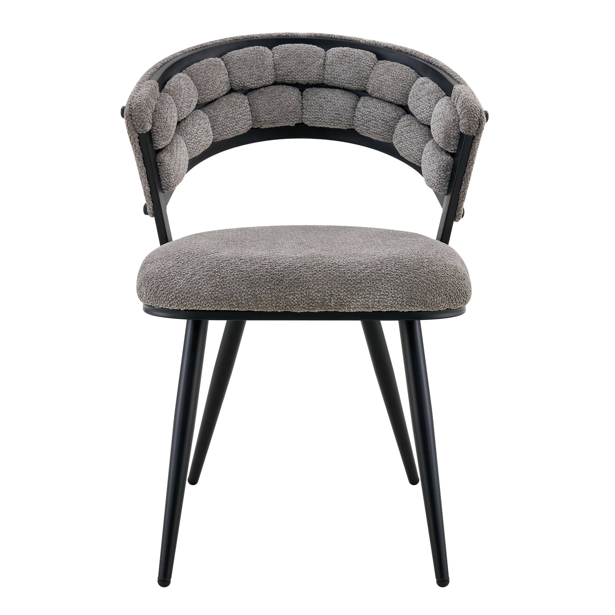 Alt View 9. Loheer - Loheer Dining Chairs Set of 2 Gray Chenille Upholstered Accent Chairs for Dining Room Kitchen, Black Legs, 1.83 ft - Black,Gray.
