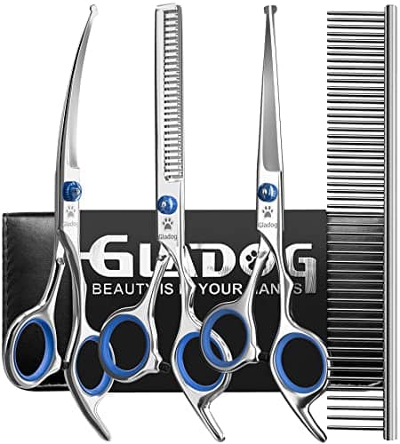 Vulpecula Spade - Professional 5 in 1 Dog Grooming Scissors Set with Safety Round Tips, Sharp and Heavy-duty Pet Grooming Shears for Cats