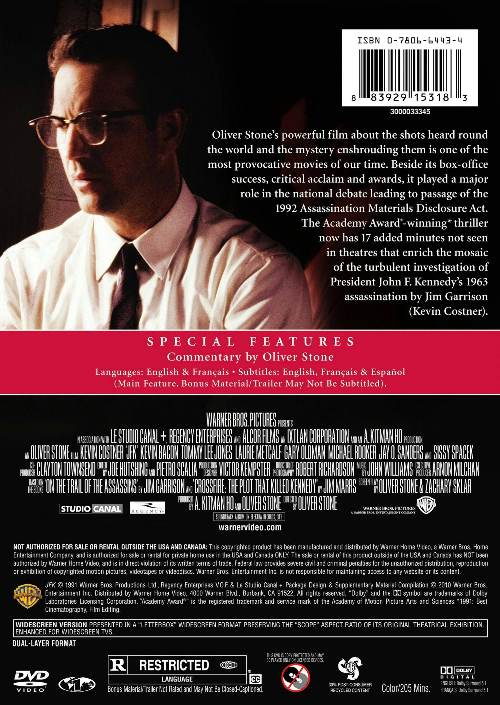 Back. JFK [DVD].