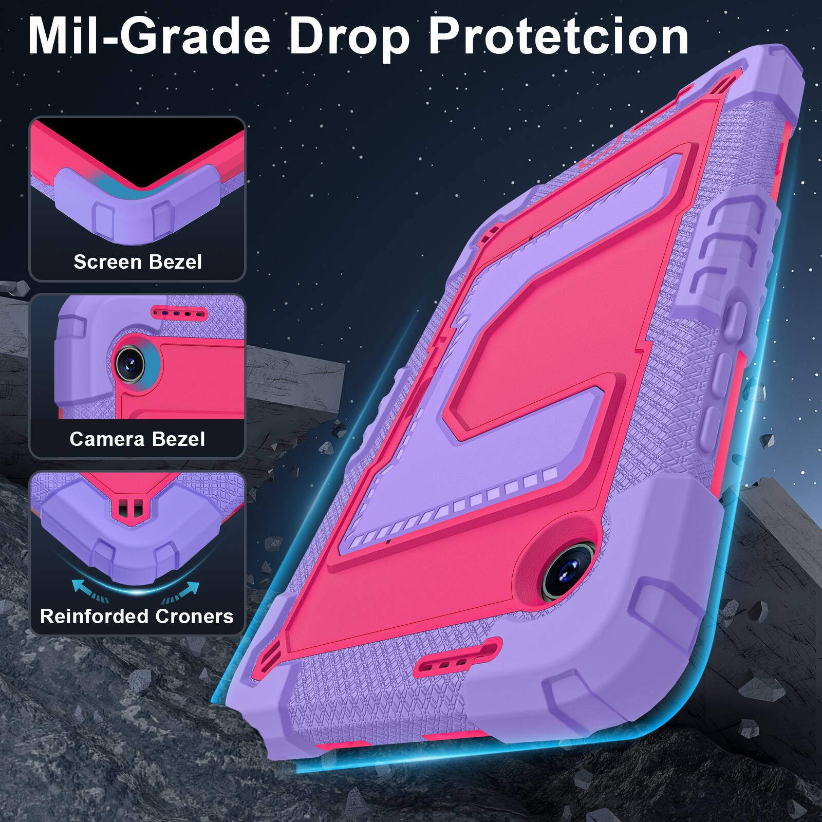 Mil-Grade Drop Protection

Screen Bezel

Camera Bezel

Reinforced Corners