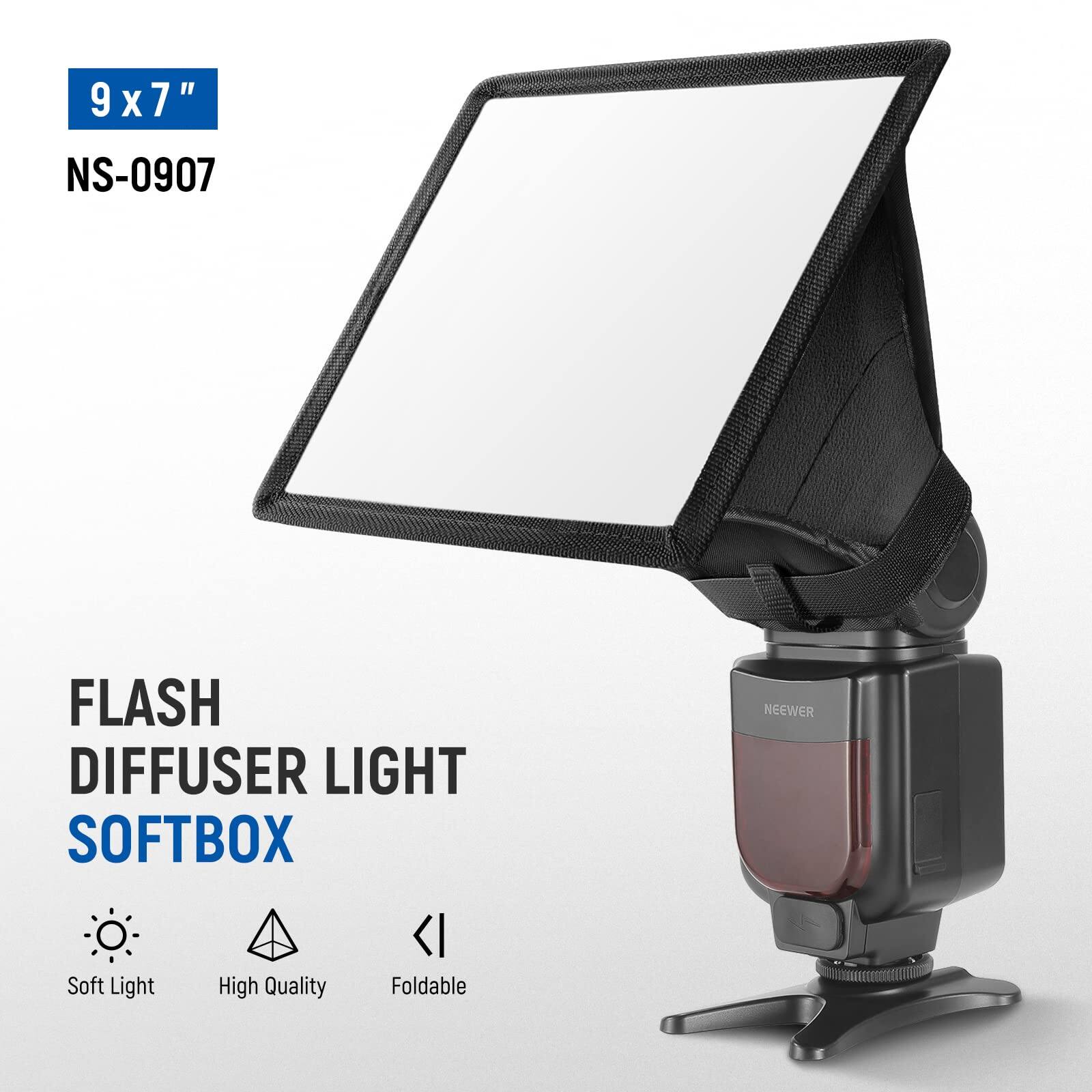 9 x 7"  
NS-0907  
FLASH DIFFUSER LIGHT SOFTBOX  
NEEWER Soft Light High Quality Foldable