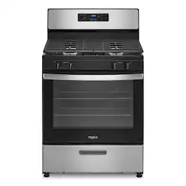 Whirlpool - 30 in. Wide 4 burners 5.1 cu. ft. Freestanding Gas Range with Broiler Drawer - Stainless Steel