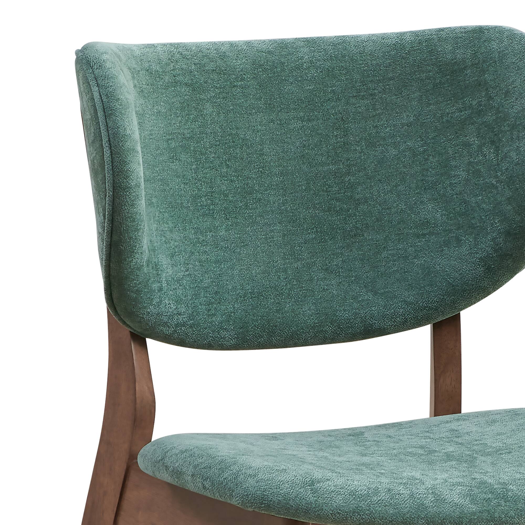 Left. GOODSILO - Elegant Fabric and Walnut Finish Side Chair for Comfortable Seating, Set of 2 - Green+Oak.