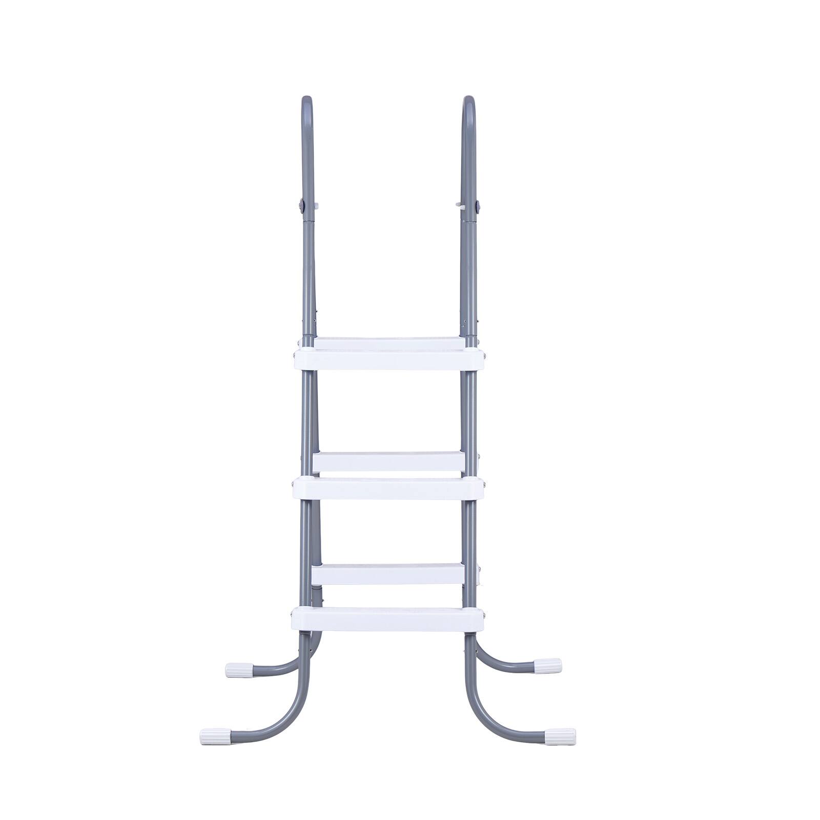 Alt View 5. VEVOR - Above Ground Pool Ladder, 3-Step Steel A-Frame Swimming Pool Stairs for 42 in High Wall, 300 lbs Capacity Entry/Exit - Gray & White.