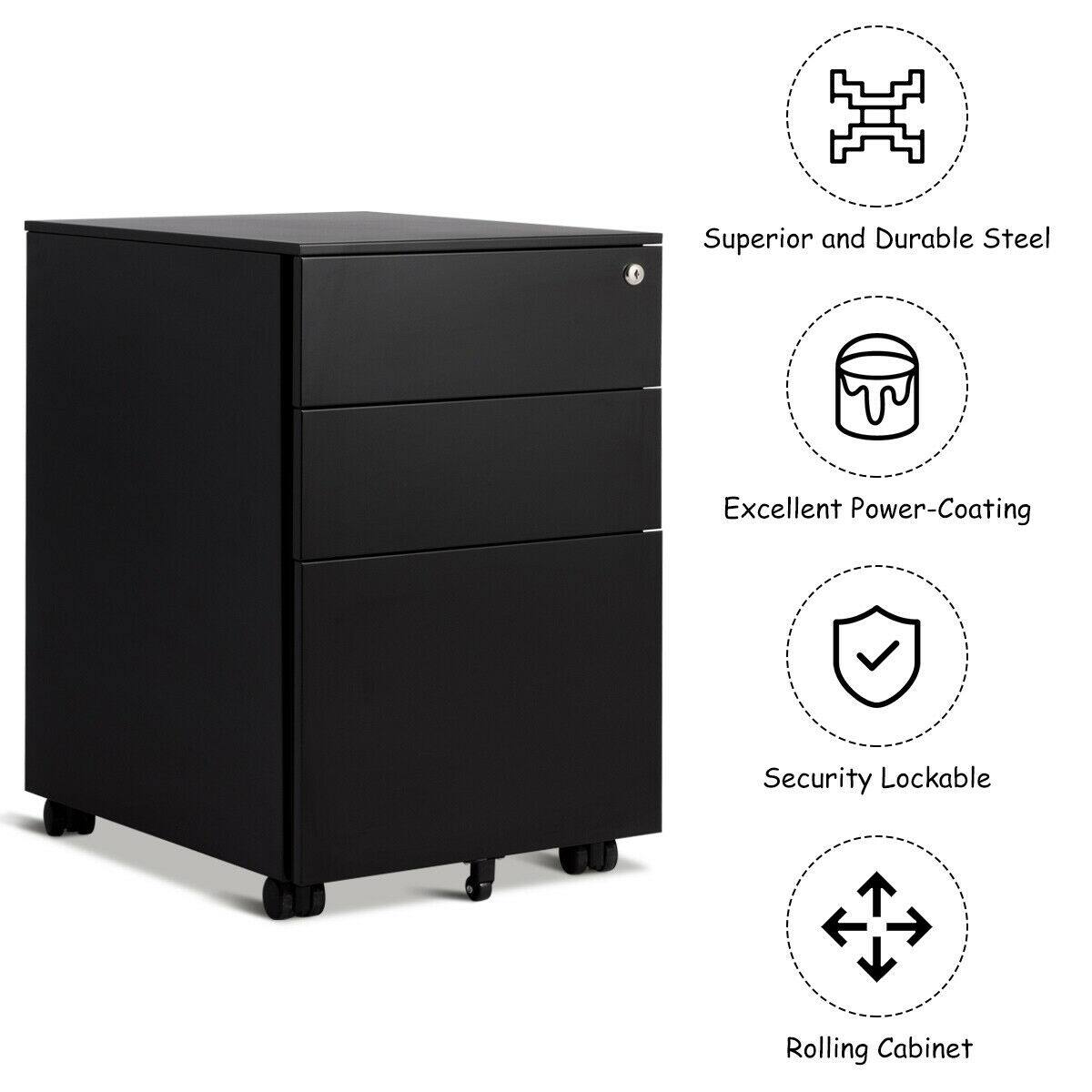 Superior and Durable Steel  
Excellent Power-Coating  
Security Lockable  
Rolling Cabinet