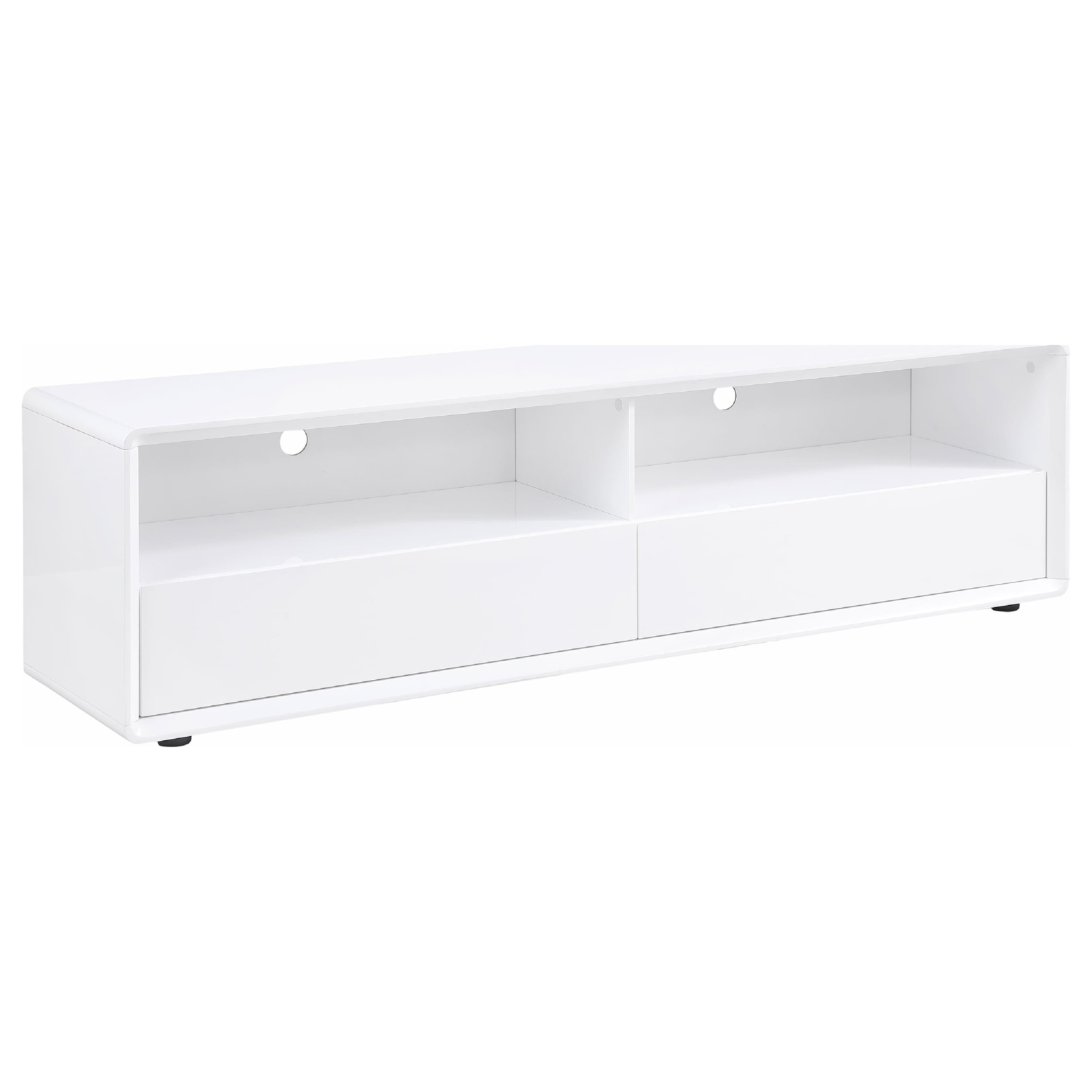 Manhattan Lane - Siena TV Stand Media Console with 2 Drawers, Gloss Wood 71 Inch - White