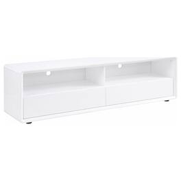 Manhattan Lane - Siena TV Stand Media Console with 2 Drawers, Gloss Wood 71 Inch - White