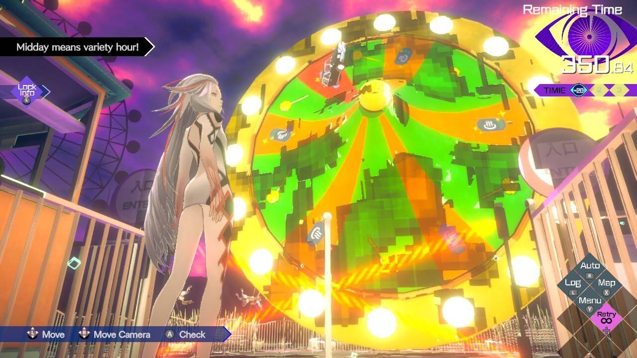 Remaining Time: Midday means variety hour! Lock Info: 350.84 TIME -20 2 3 m  ENTE Move R Move Camera A Check Auto R Log Map L X Menu Y Retry 8