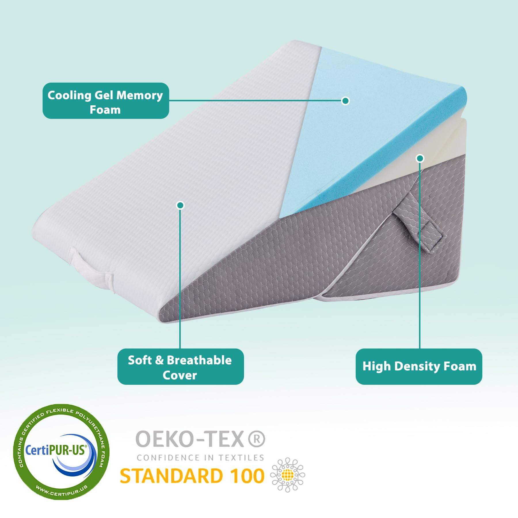 Cooling Gel Memory Foam  
Soft & Breathable Cover  
High Density Foam  

Contains CertiPUR-US Foam  
OEKO-TEX® CONFIDENCE IN TEXTILES STANDARD 100  
www.certipur.us