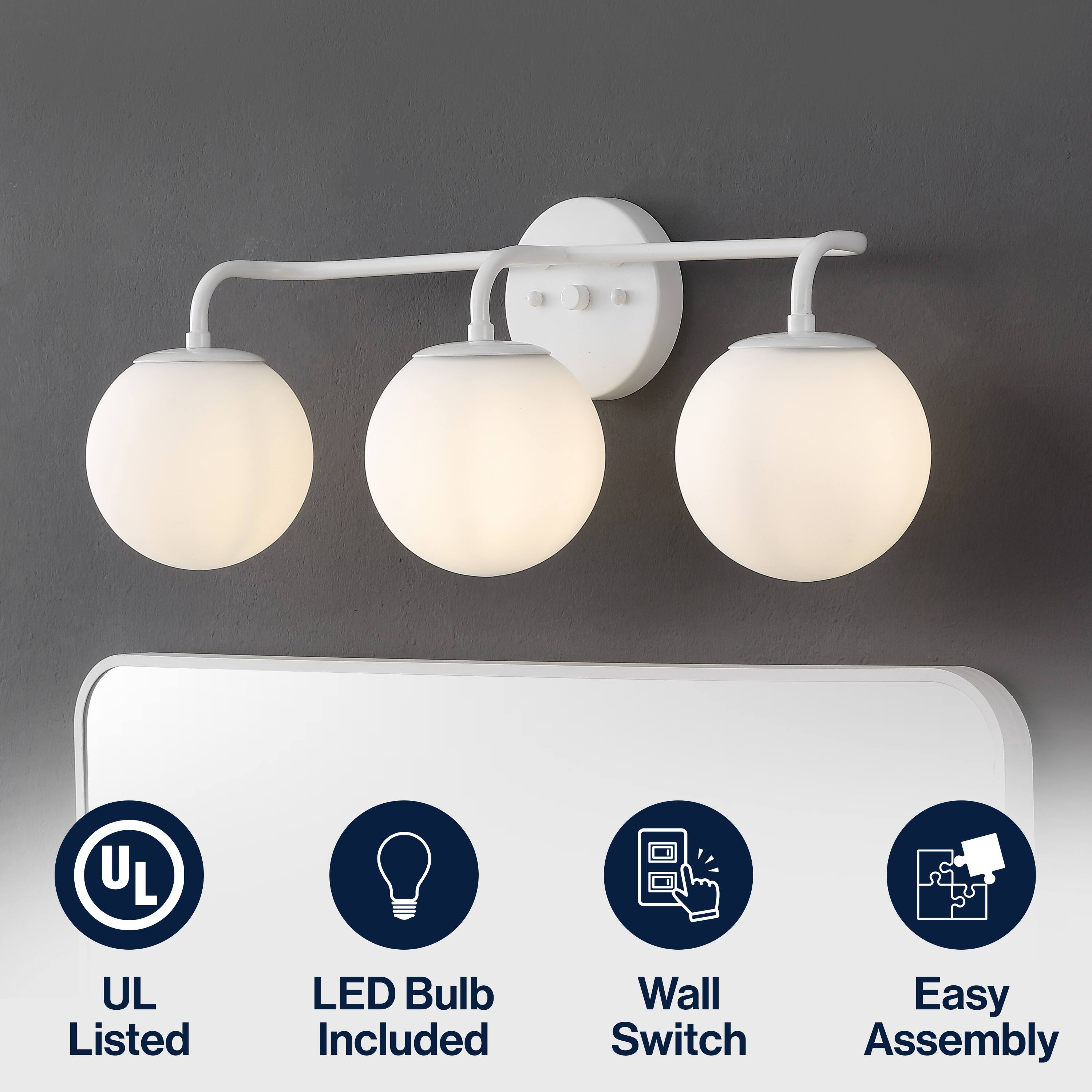 UL Listed  
LED Bulb Included  
Wall Switch  
Easy Assembly