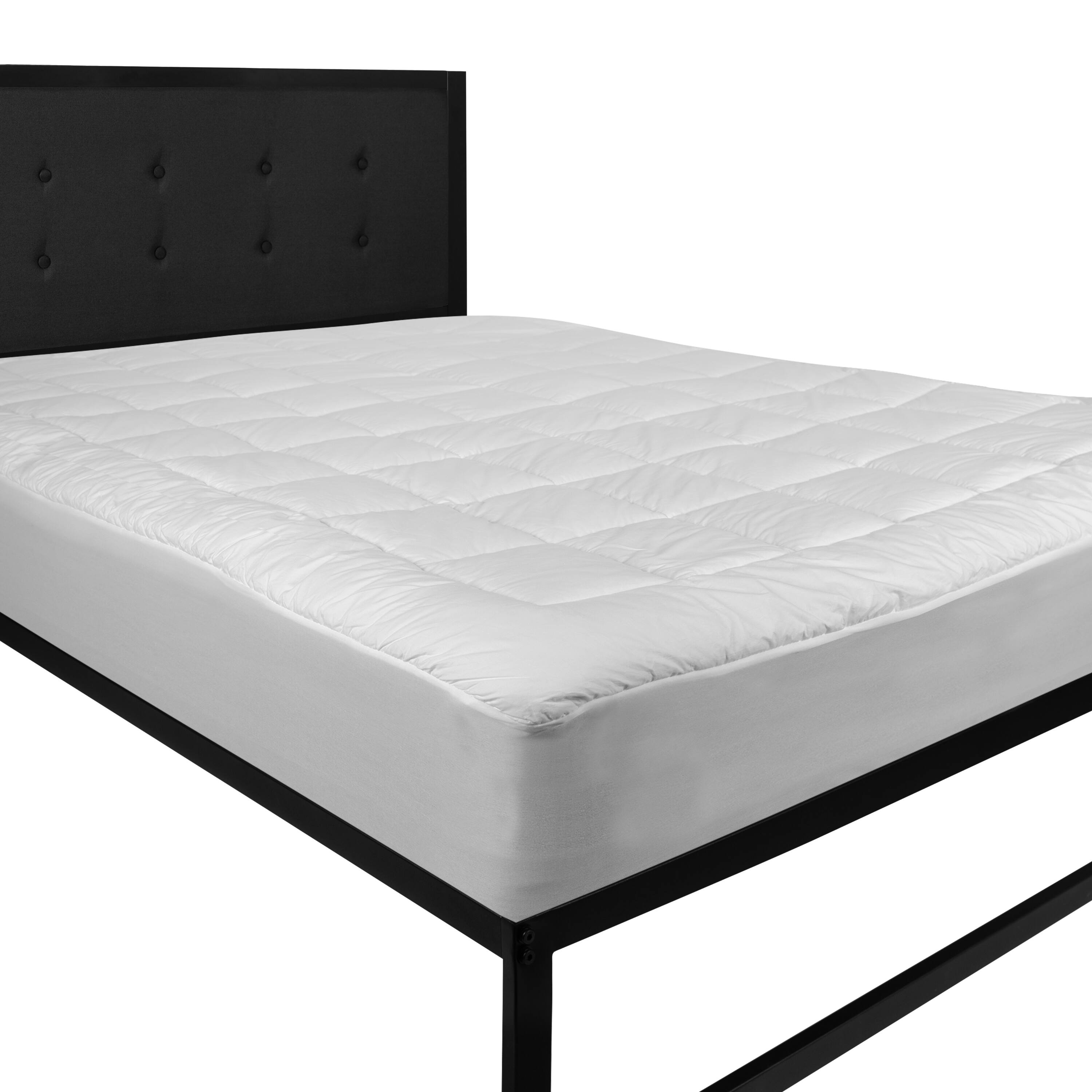 Alt View 1. Emma + Oliver - Hypoallergenic Mattress Pad with Deep Pockets and Quilted Cotton Top - White.