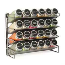 Tooloton - Spice Rack Organizer Set with 24 Glass Jars, Countertop Seasoning Rack with Labels, Marker & Funnel, 24 Jars included