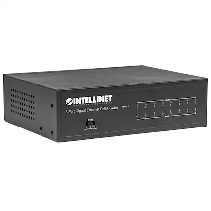 INTELLINET SOLUTIONS NETWORK Power Ethernet PoE+ Switch 8-Port Gigabit Mode
