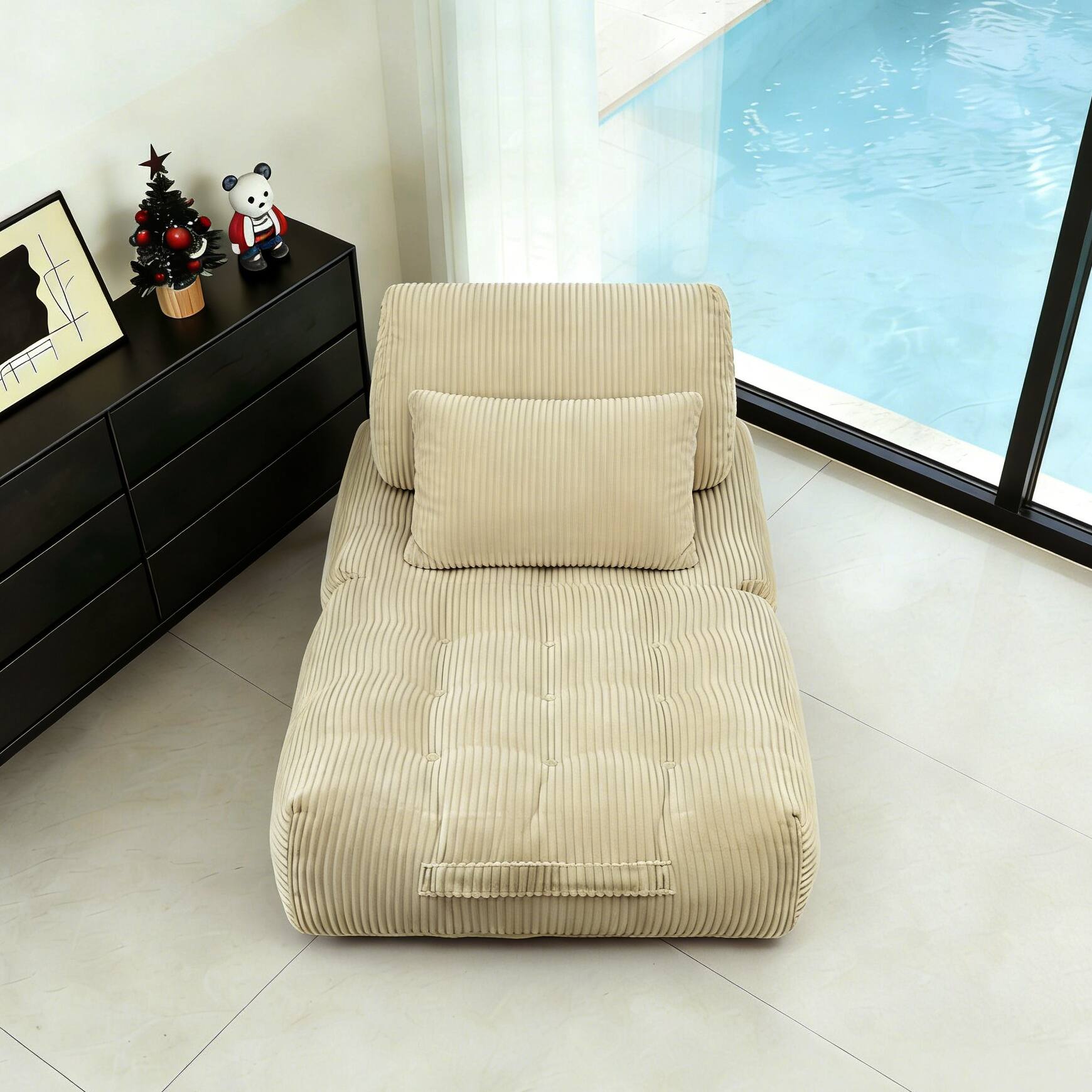 Alt View 1. LOVMOR - 71 Inch Faux Fur Bean Bag Chairs For Living Room Bedroom Dorm Plush Cozy Soft Indoor Lounge Seating Supportive - Camel.