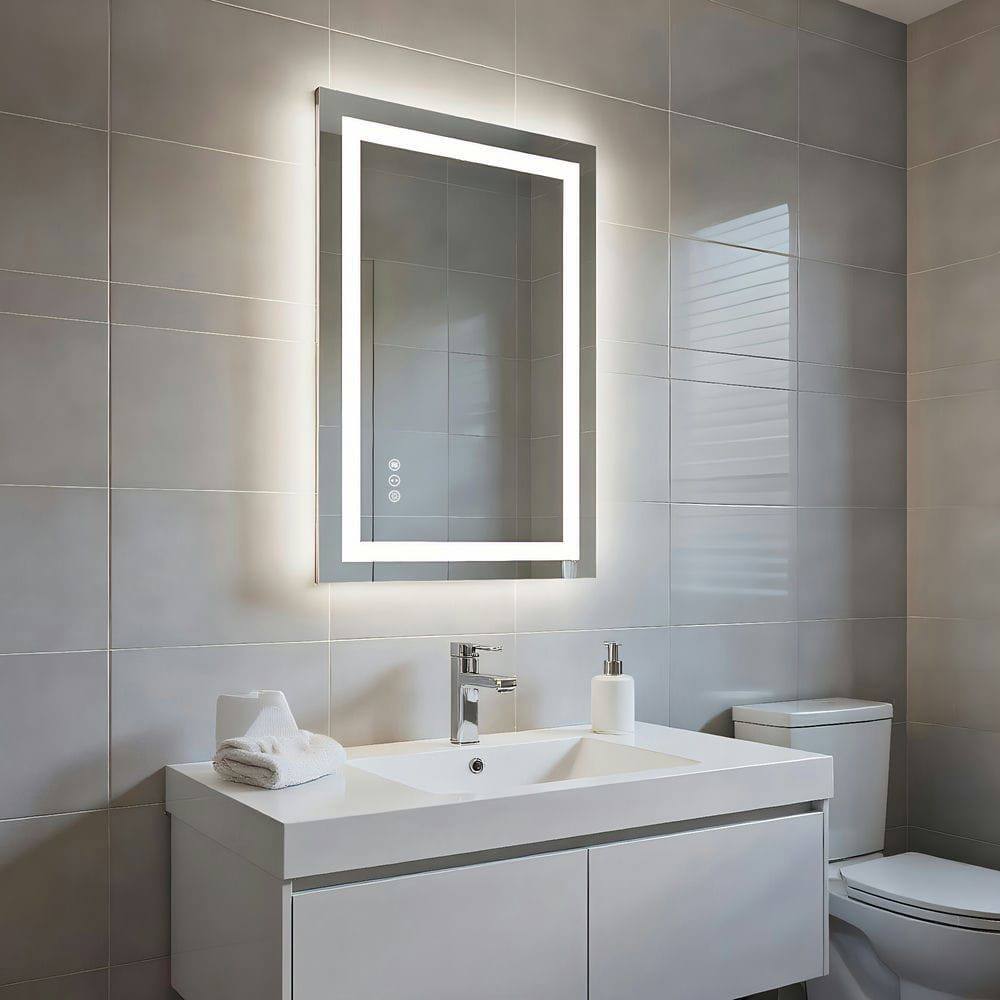 Alt View 6. Kadyn - 32x24 Inch Frameless Rectangle LED Bathroom Mirror for Vanity Lighting.
