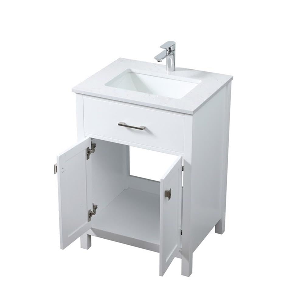 Alt View 4. Elegant Kitchen and Bath - 24 Inch SIngle Bathroom Vanity In White - White.
