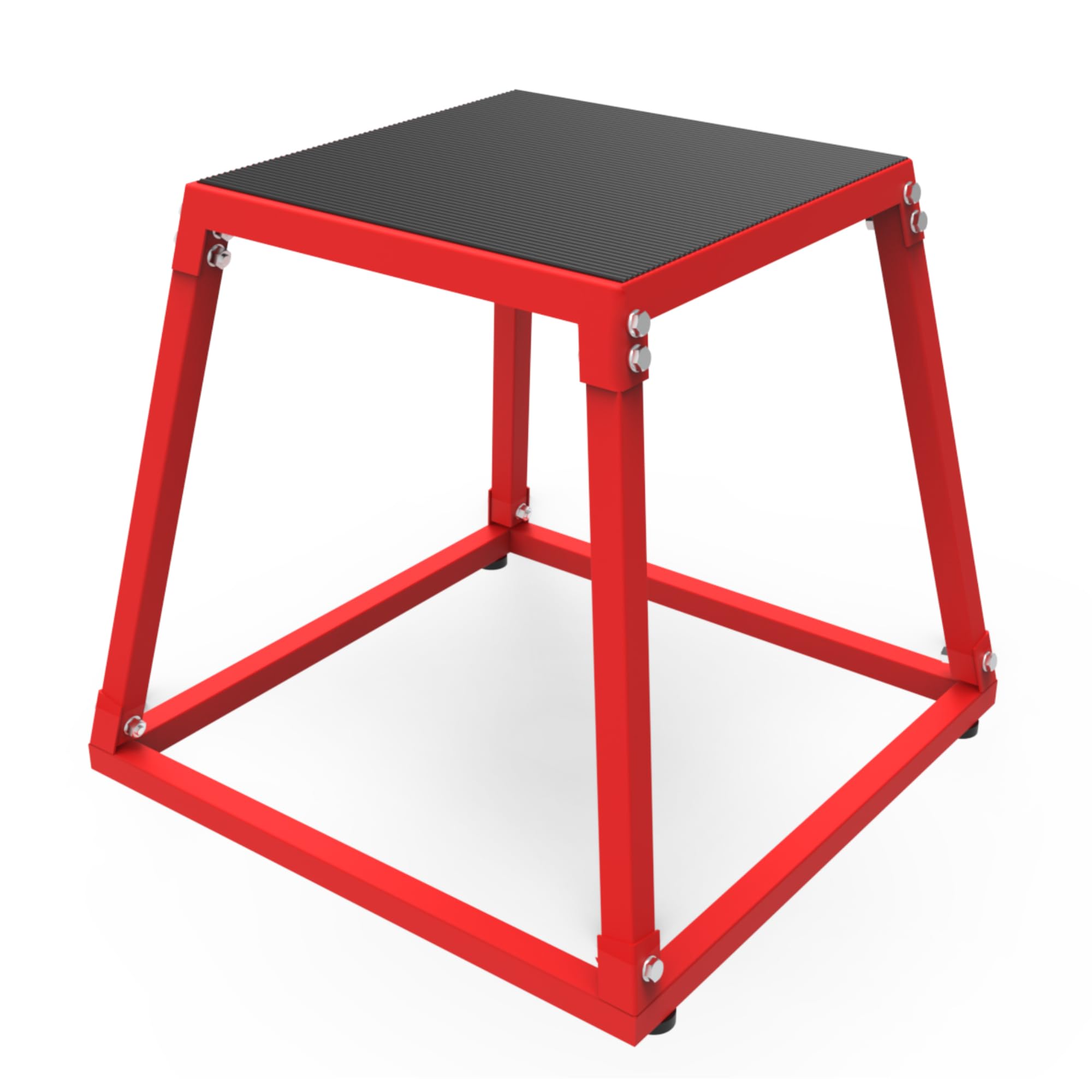Alt View 2. TROPOW - 18 Inch Red+Black Steel Plyometric Jumping Box, Anti-Slip Step Platform Jump Box  - red+black.