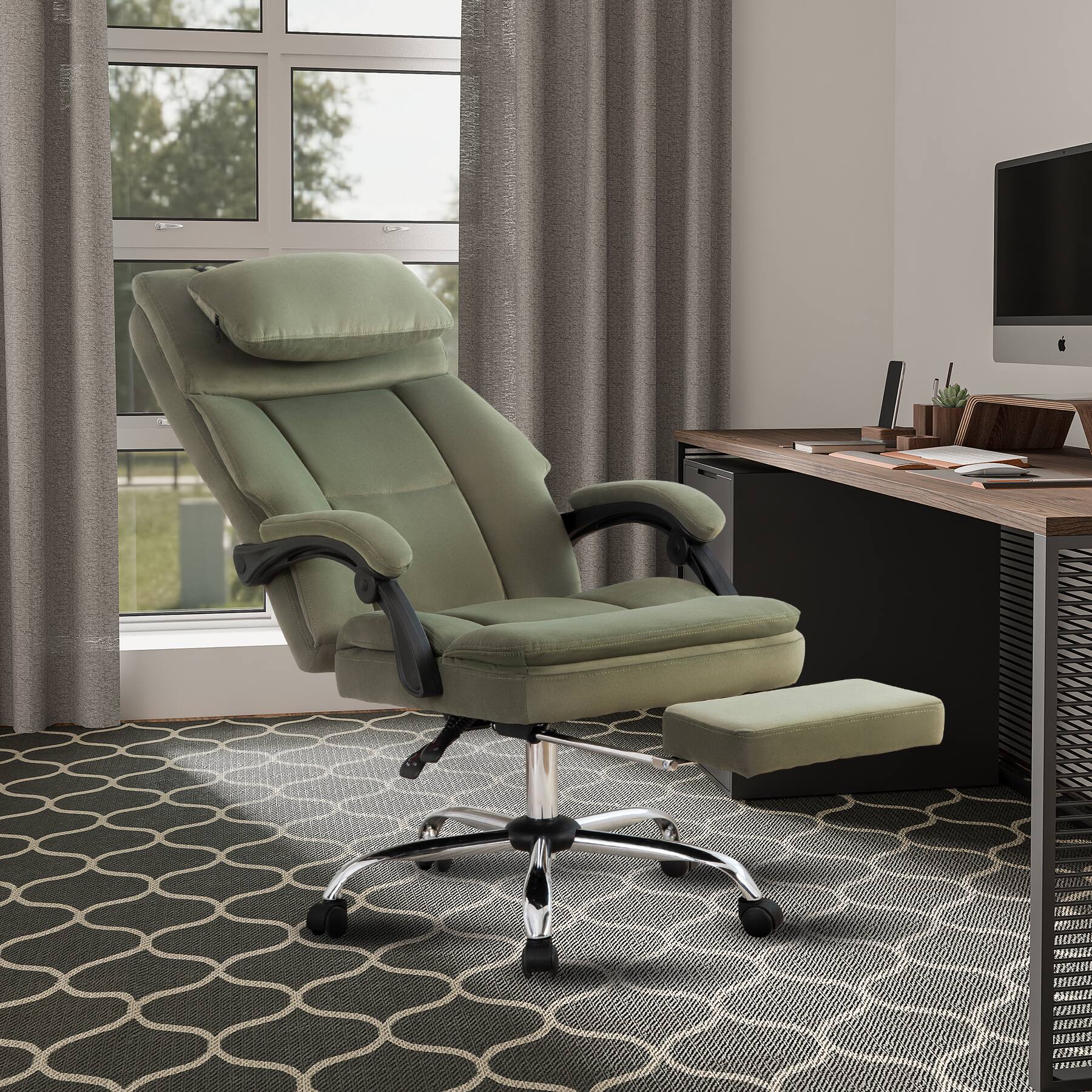 Alt View 1. GOODSILO - Executive Office Chair with Footrest & Removable Headrest, High Back Ergonomic Computer Desk Chair Work Chair - Green.
