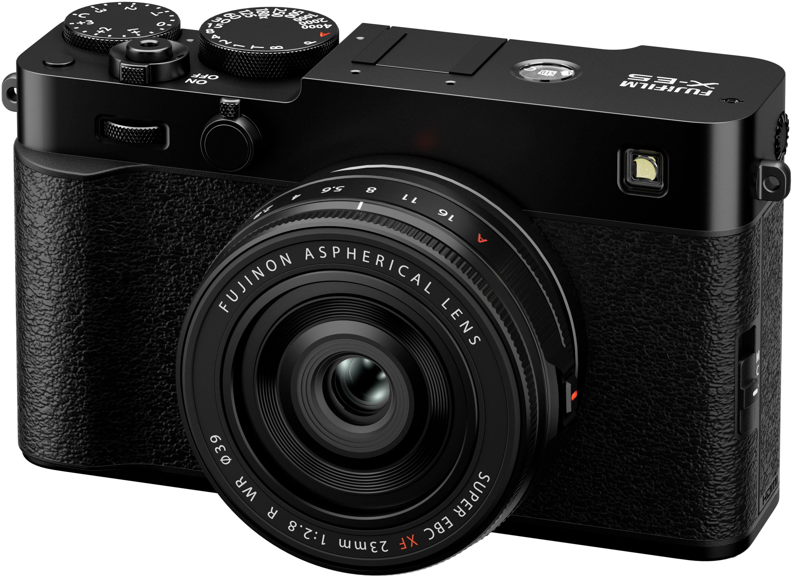 The text on the image reads:

"FUJIFILM X-T30 16.2 MP APS-C X-Trans CMOS III Sensor 4K UHD Video 3.5 inch LCD Touchscreen 0.39 inch 2.3mm Fujinon Aspherical Lens 1:2.8 EBC 23mm XF HI7"

This text describes the features and specifications of the Fujifilm X-T30 camera.