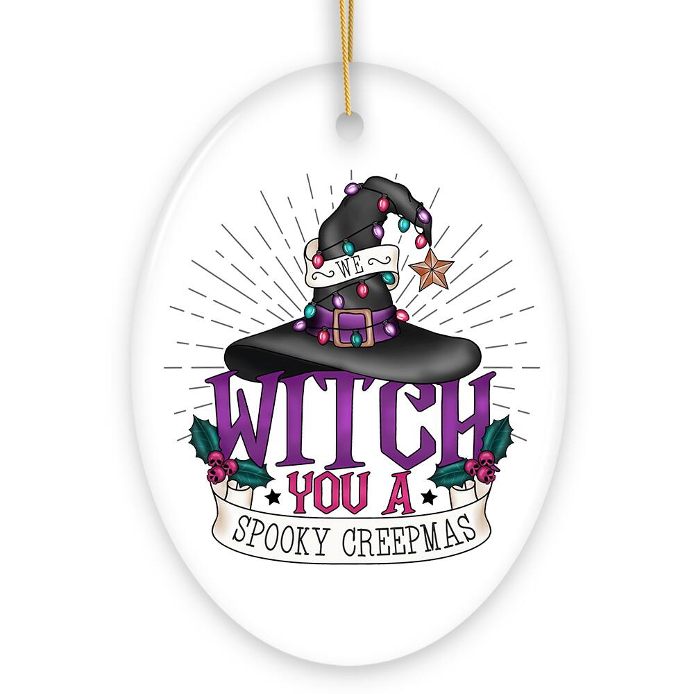OrnamentallyYou - We Witch You a Spooky Creepmas Ornament Whimsical Halloween Christmas Decoration - Multi-colored