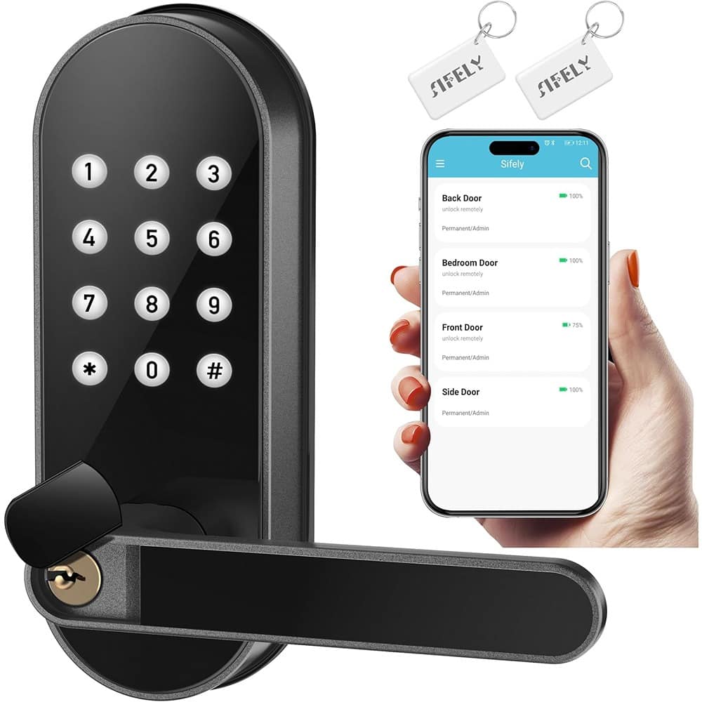 RTMB - Sifely Keyless Entry Smart Lock with Keypad and Deadbolt Handle, Black