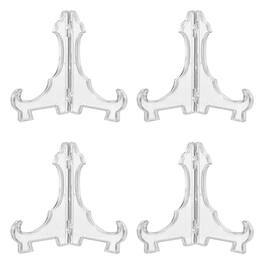 Unique Bargains - 4pcs Acrylic Easels Plate Stands 5.12 Inch Folding Display Stands Holder for Frames Pictures Magazines - Clear