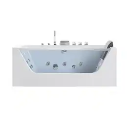 Empava - 67 in. x 30 in. Alcove Whirlpool Bathtub Rectangular hydrotherapy Jetted Soaking Bath Tub with Center Drain - White
