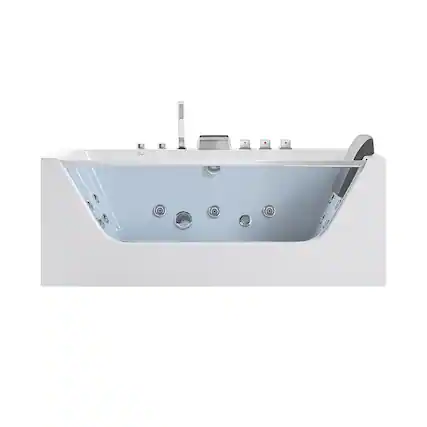Front. Empava - 67 in. x 30 in. Alcove Whirlpool Bathtub Rectangular hydrotherapy Jetted Soaking Bath Tub with Center Drain in White - White.
