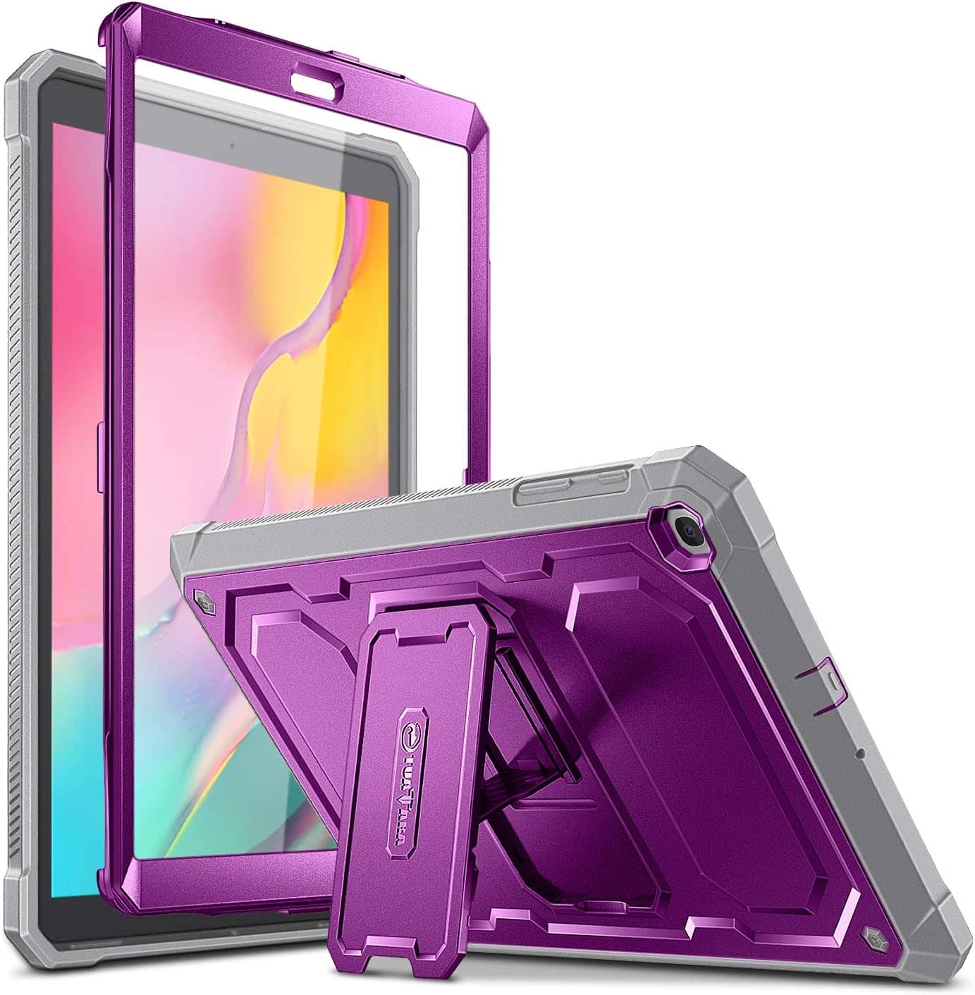 Fintie - Shockproof Case for Samsung Galaxy Tab A 10.1 2019 Release, Tuatara Rugged Hybrid Cover, Built-In Screen Protector - Purple