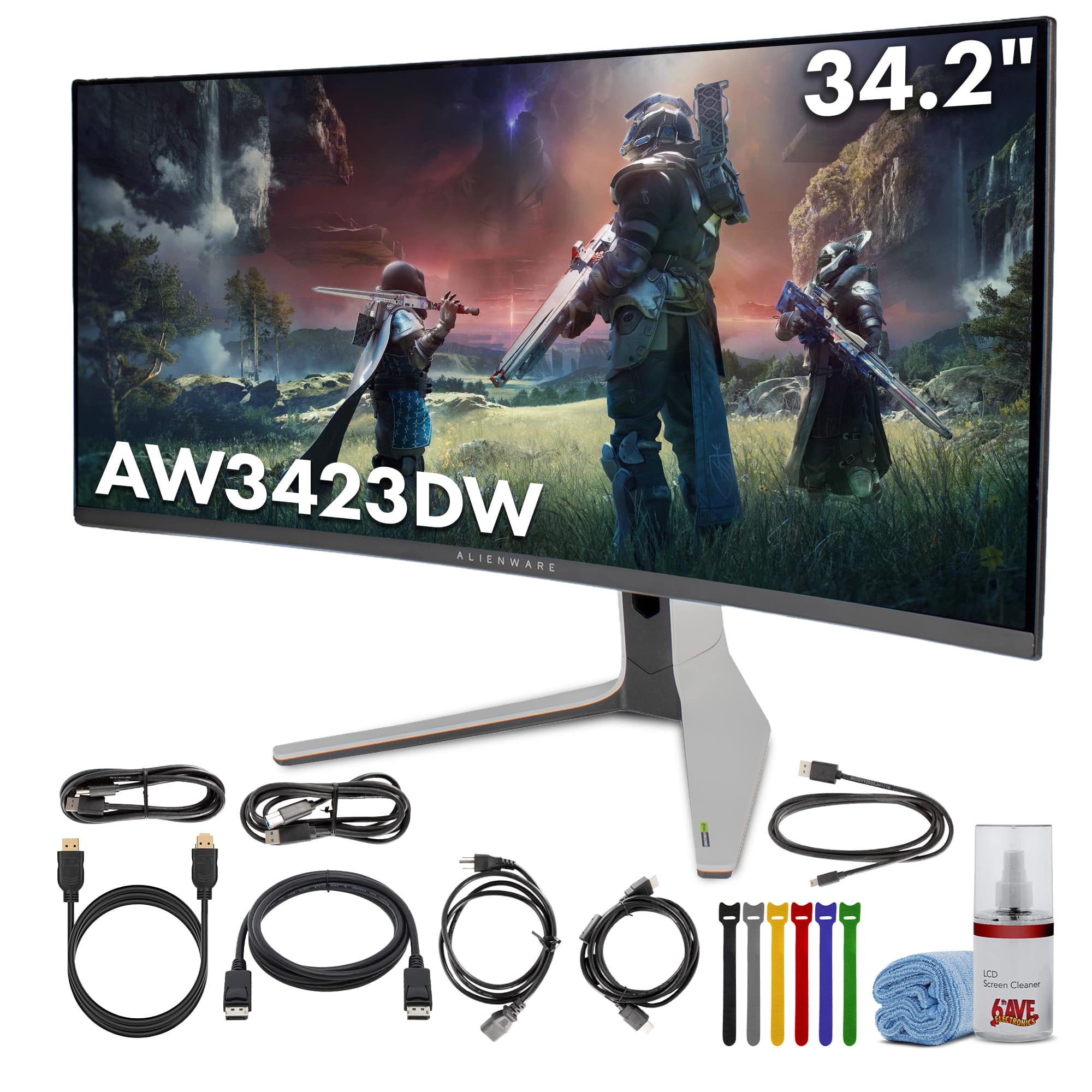 Dell - Alienware AW3423DW 34.2” Curved QD-OLED PC Gaming Monitor Bundle