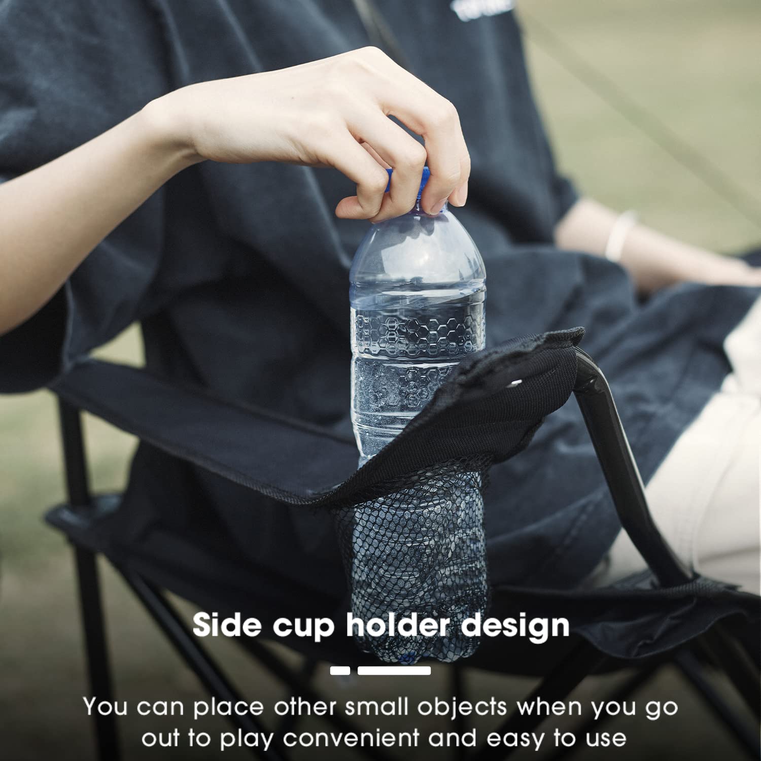 Side cup holder design

You can place other small objects when you go out to play convenient and easy to use
