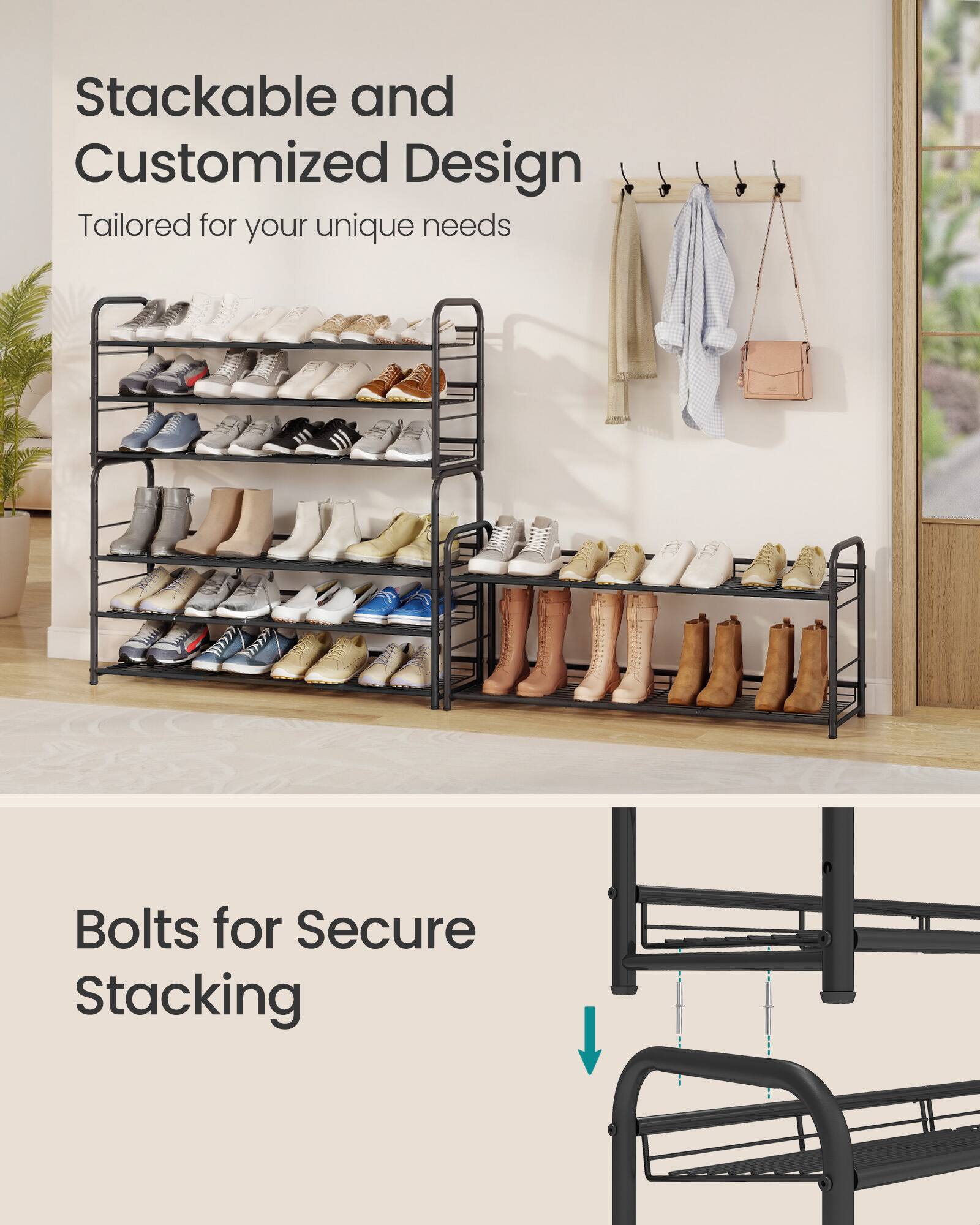 Stackable and Customized Design  
Tailored for your unique needs  

Bolts for Secure Stacking