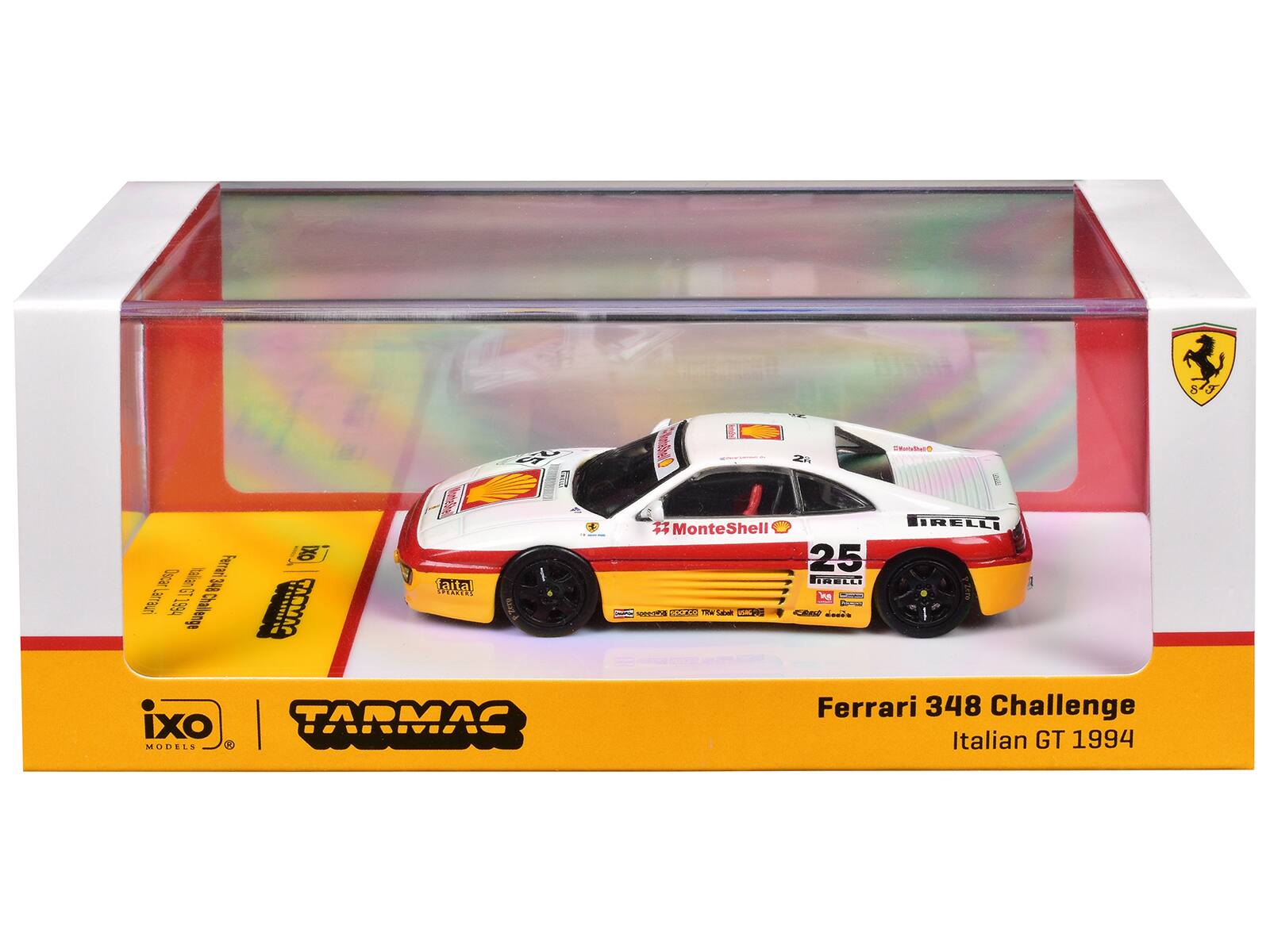 ST

Oscar Italian67 GT 348 Ferran 348 Larrauri 1994 Challenge

IXO
atta PLAKERS
MonteShell 25 IRELLI POW 033 COMMENTE FORPOTED HOCCO FINE - CARLD -
IRELLI
ixo TARMAC MODELN M
Ferrari 348 Challenge Italian GT 1994