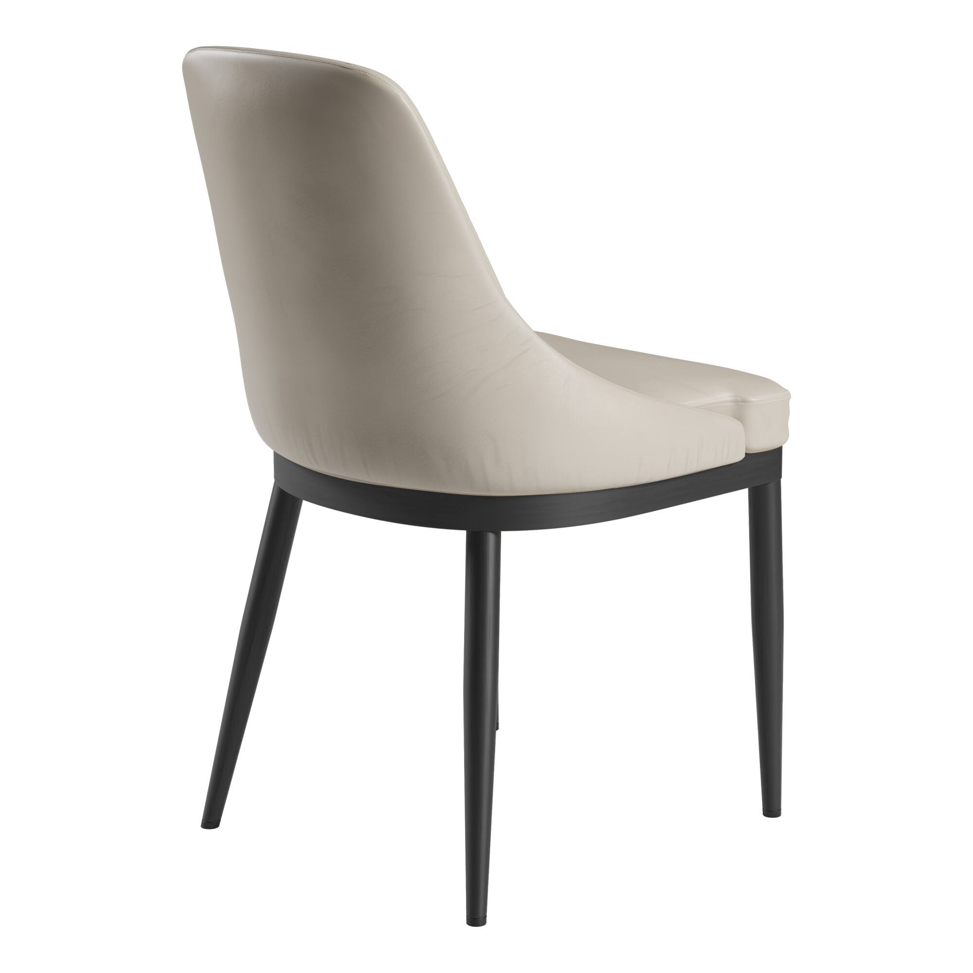 Alt View 4. GOODSILO - Contemporary Armless Dining Chair with Taupe Upholstery and Sleek Black Metal Legs, Set of 2 - Black+Taupe.