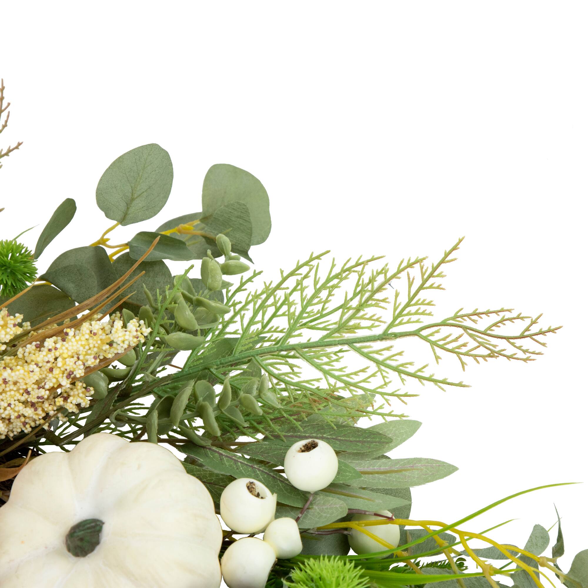 Alt View 1. Northlight - Peony, Dahlia and Pumpkins Artificial Floral Fall Harvest Wreath - 24" - Green.