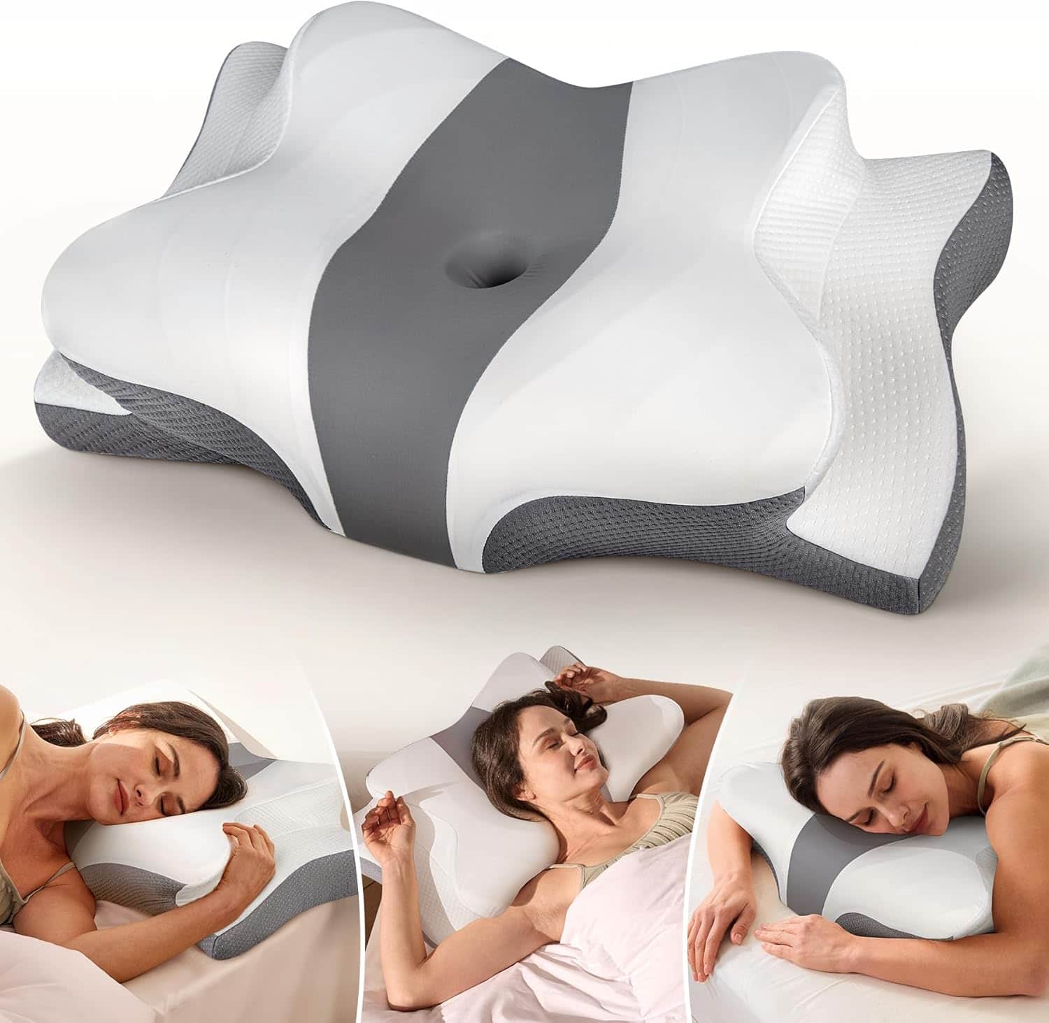 FINEAK - True Cooling Orthopedic Neck Pillow for Pain Relief & Support - Gray