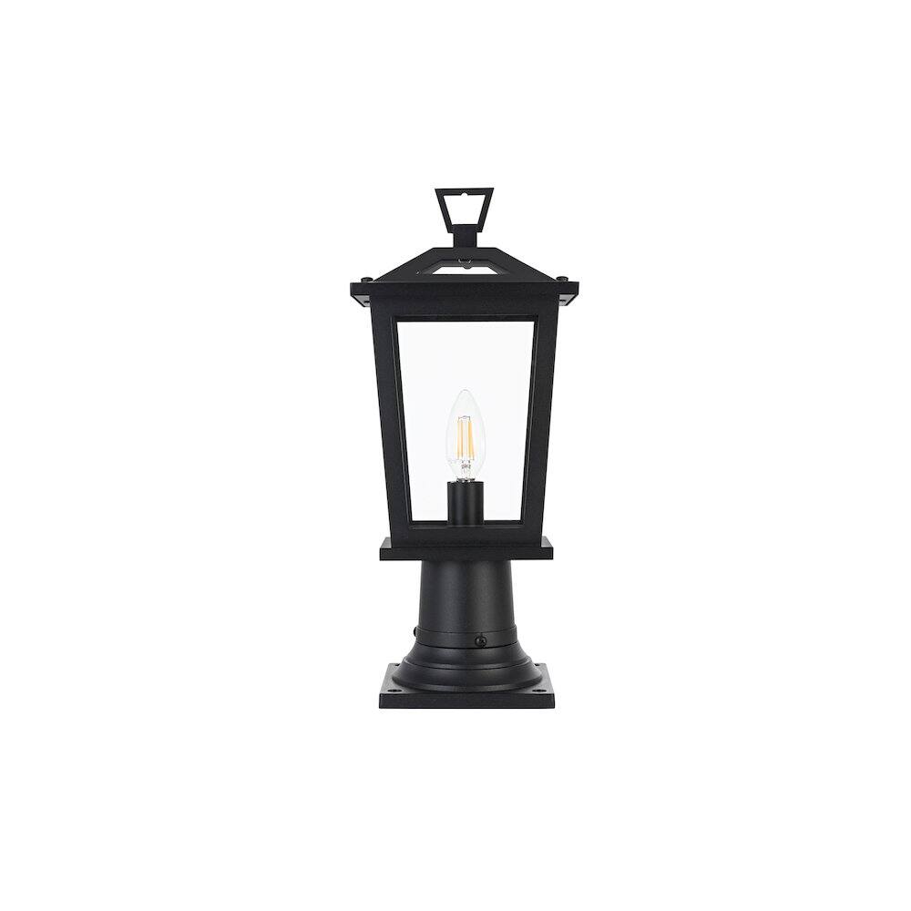 Left. Elegant Lighting - Berks 7 inch Outdoor Pendant in Black - Black.