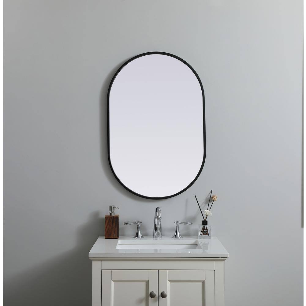 Alt View 4. Elegant Decor - Metal Frame Oval Mirror 20x30 Inch in Black - Black.