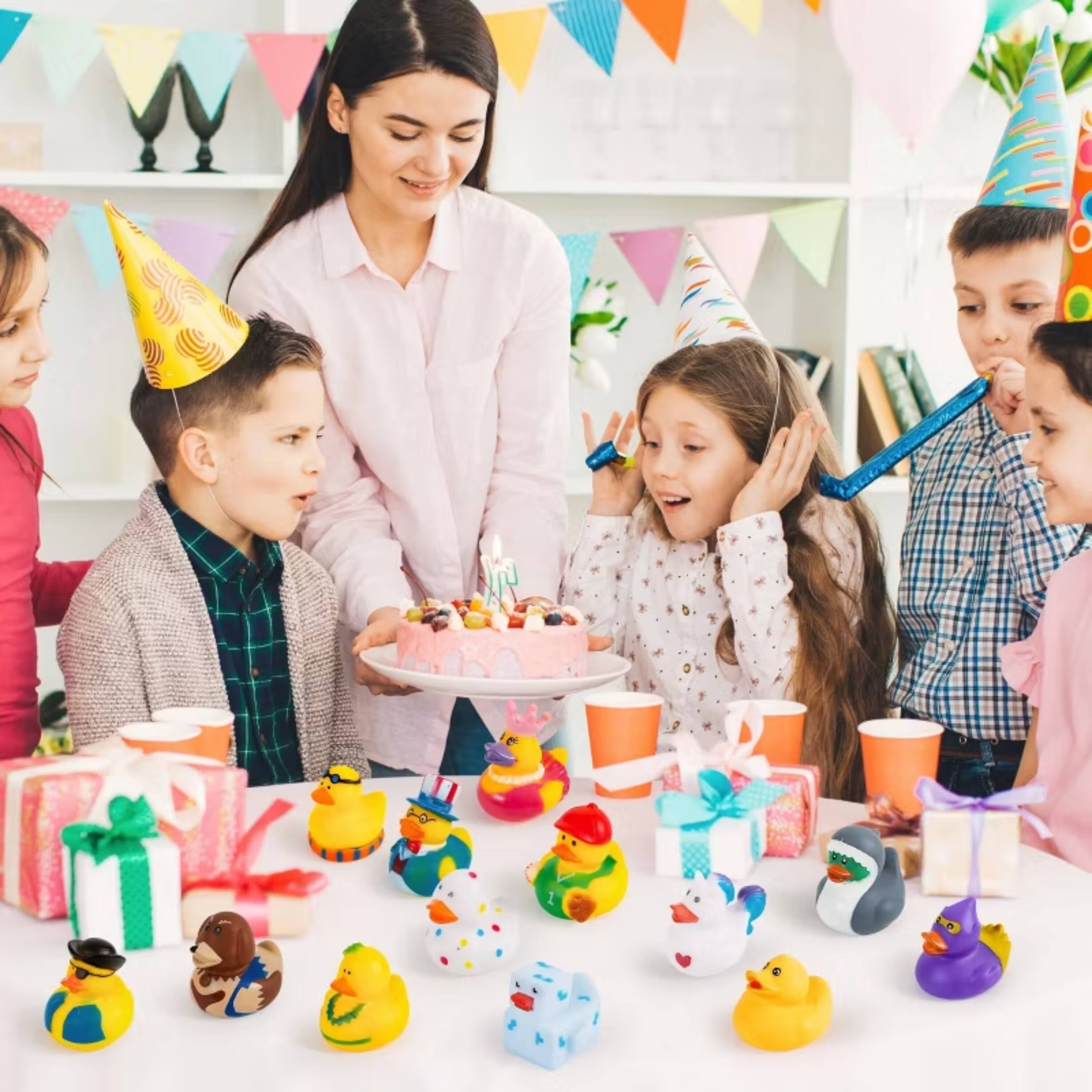 Alt View 1. Joyfy - 120 Pcs Rubber Ducks, Mini Rubber Duckie Toys with Bag for Kids Baby Bath Shower Toys, Birthday Gifts - Colorful.