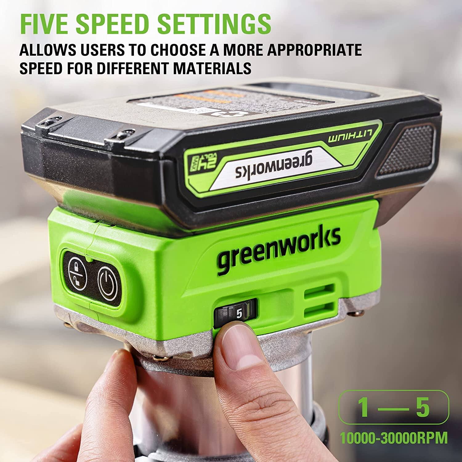 FIVE SPEED SETTINGS  
ALLOWS USERS TO CHOOSE A MORE APPROPRIATE SPEED FOR DIFFERENT MATERIALS  

1 - 5  
10000-30000RPM