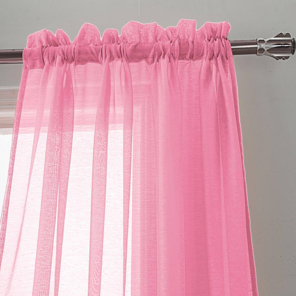 Left. RT Designers Collection - RT Designers Celine Dusty Rose Sheer Rod Pocket Curtain Panels - 55x90 Inches - Dusty Rose.