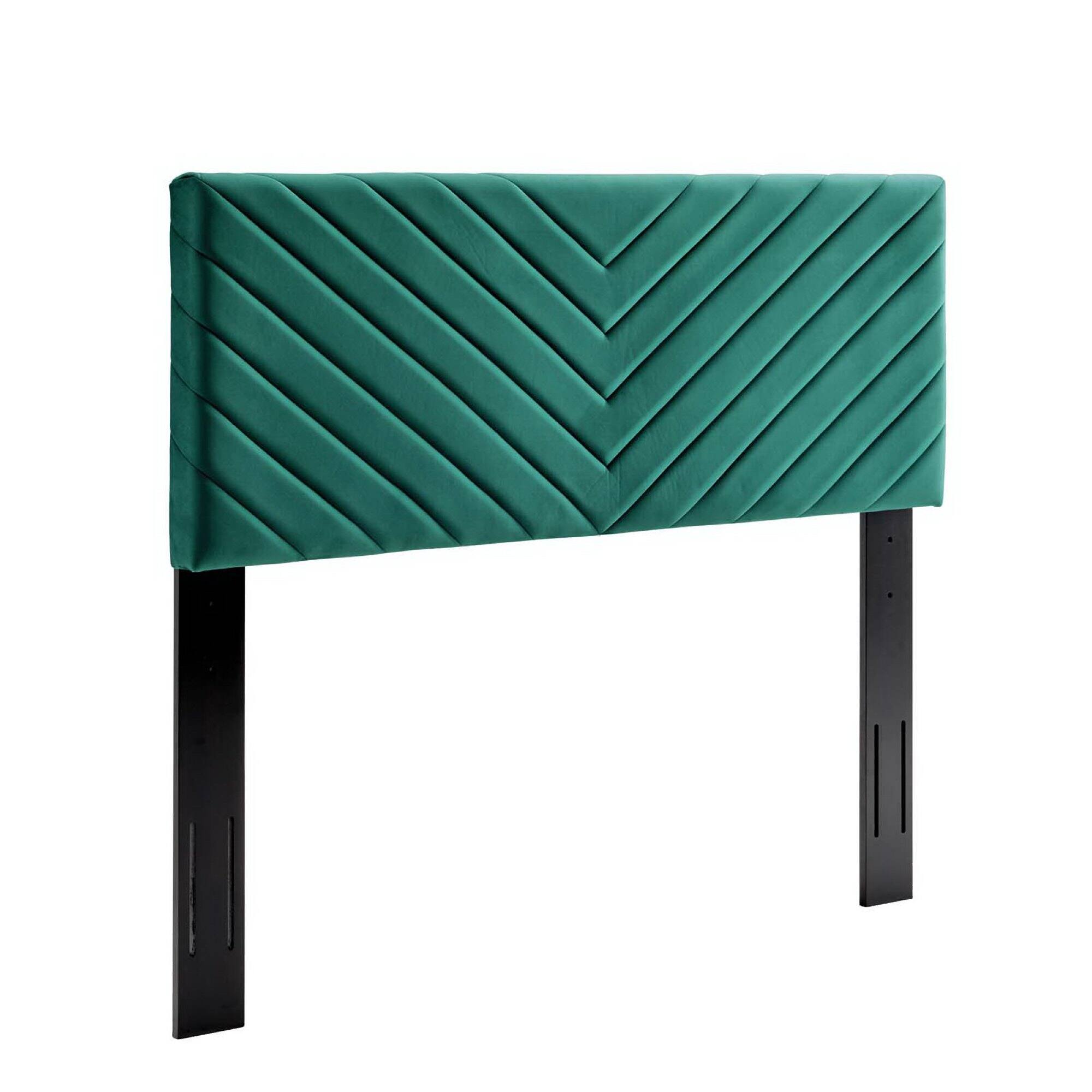 Alyson Angular Channel Tufted Performance Velvet Twin Headboard by Modway - Blue