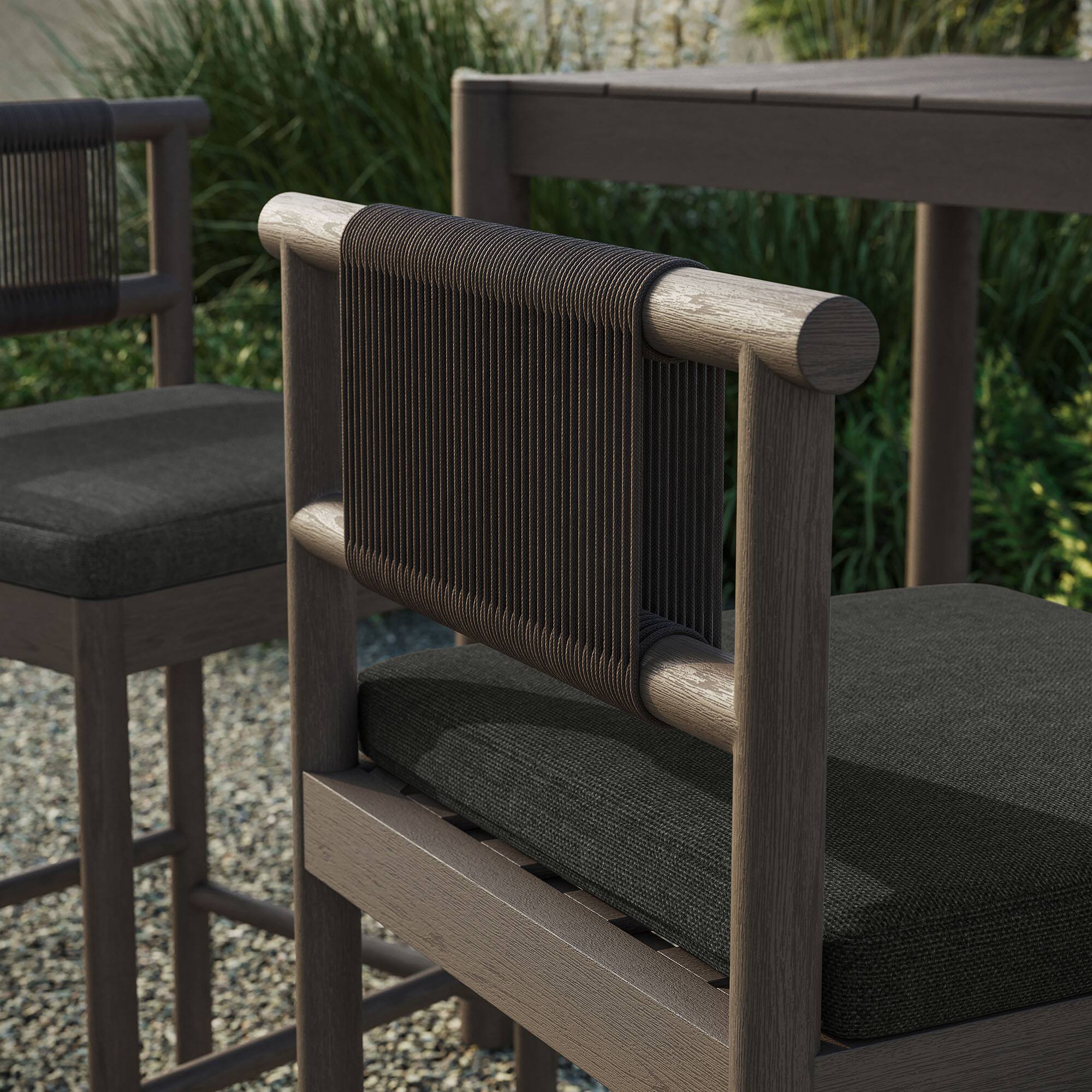 Alt View 1. Modway - Eleni Outdoor Teak Wood Bar Stools Set of 2 by Modway - Weathered Gray Flint.