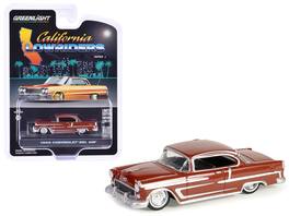Greenlight - 1955 Chevrolet Bel Air Lowrider "California Lowriders" Series 5 1/64 Diecast - Red Metallic And Silver