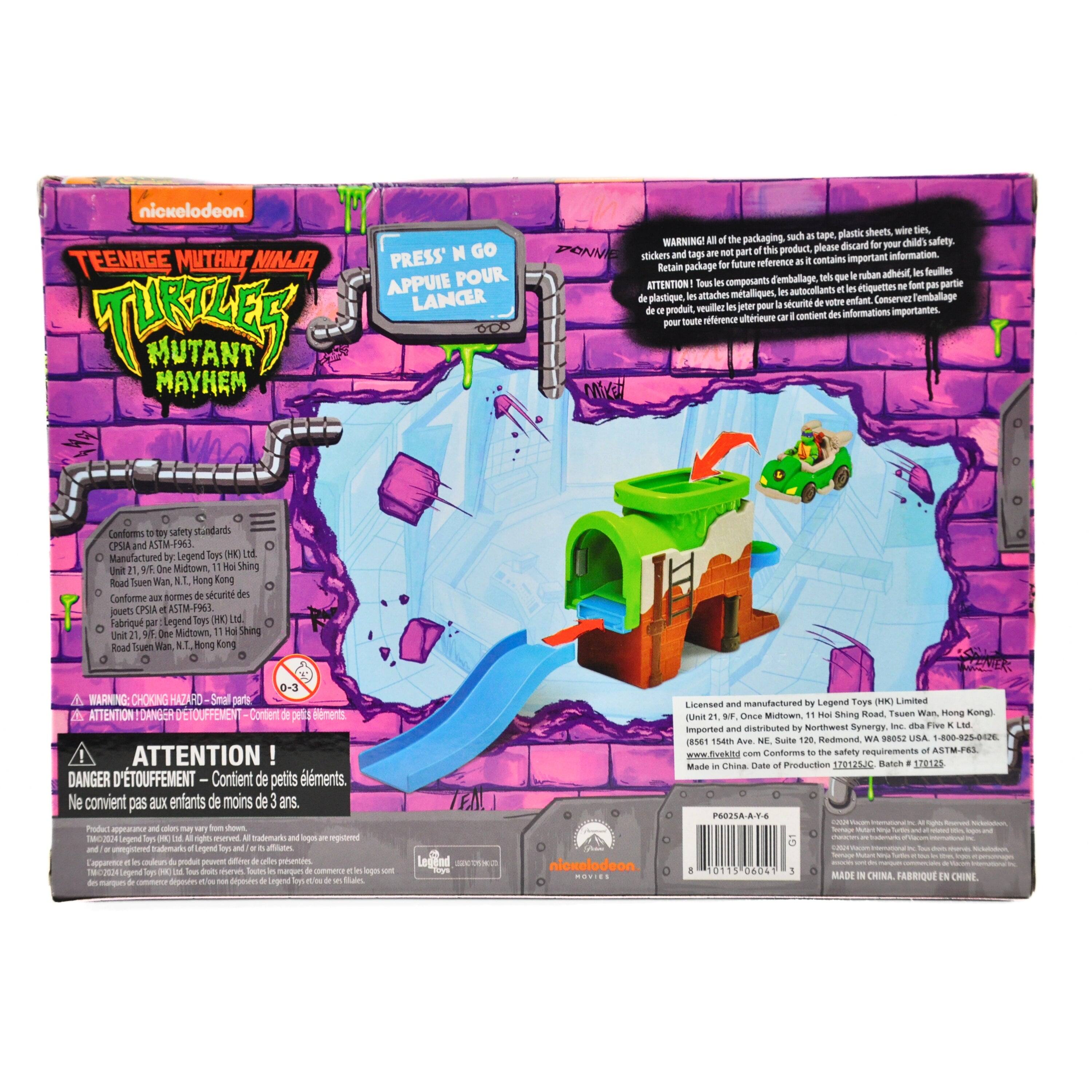 nickelodeon NINJA PRESS' N GO TEENAGE MUTANT NINJA TURTLES MUTANT MAYHEM

plastic sheets, wire ties, of packaging. such 25 tape, WARNING! All for child's safety. this product, please discard your and tags are not part of information. stickers contains important for future reference Retain package es feuilles tels que la ruban adhésif, ATTENTION! Tous composants d'emballage, font pas partie mtalliques, les autocollants et les tiquettes de plastique, les attaches Conservez scurit votre enfant. produit, veuillez jeter pour ultérieure contient des pour toute rfrence

safety

Legend Toys 9/F. One Midtown, Hoi Shing Road Tsuen Wan, Hong Kong ormes de scurit des Conforme aux jouets CPSIA (HK) Lnd. 9/F One Hai Road Tsuen Wan

0-3 WARNING: ATTENTION DANGER ATTENTION DANGER D'TOUFFEMENT - C de petits lments. convient pas aux enfants de moins calors shown,

Licensed and manufactured by Legend Toys (HK) Limited Once Midtown,