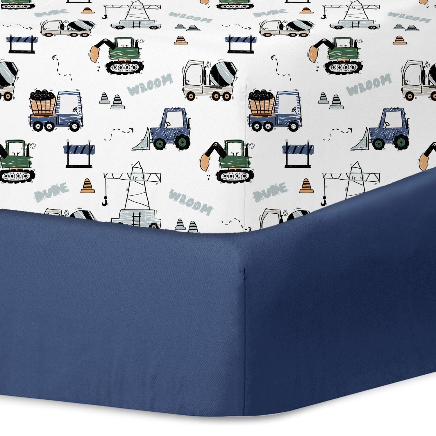 Navy Trucks Mini Crib Sheets