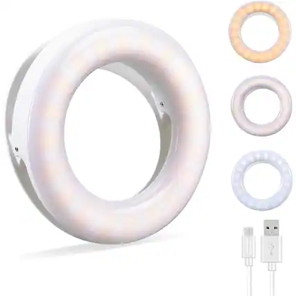 Front. Schertz - Selfie Ring Light, Rechargeable Clip-on Fill Light for iPhone/Android, Portable.