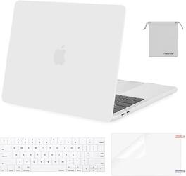 mosiso - MacBook Pro 13" hard shell case with keyboard skins, screen protector and storage bag - White