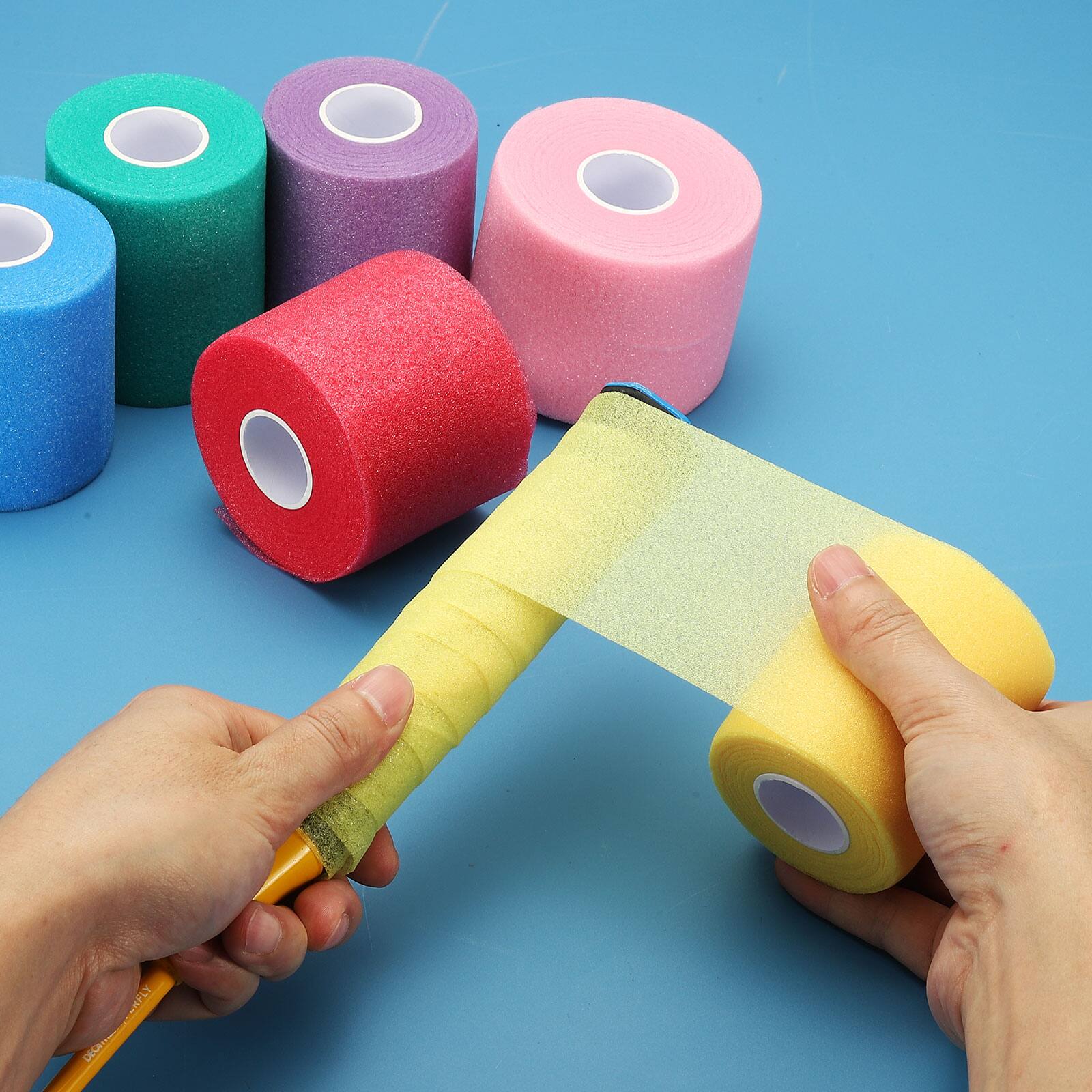 Alt View 3. Unique Bargains - Pre Wrap Tape, Non-Slip Grip Cushion Wrap Prewrap Athletic Tape - For Tennis Badminton Sports, 11 Yard x 2.8 Inch - Sapphire Blue.
