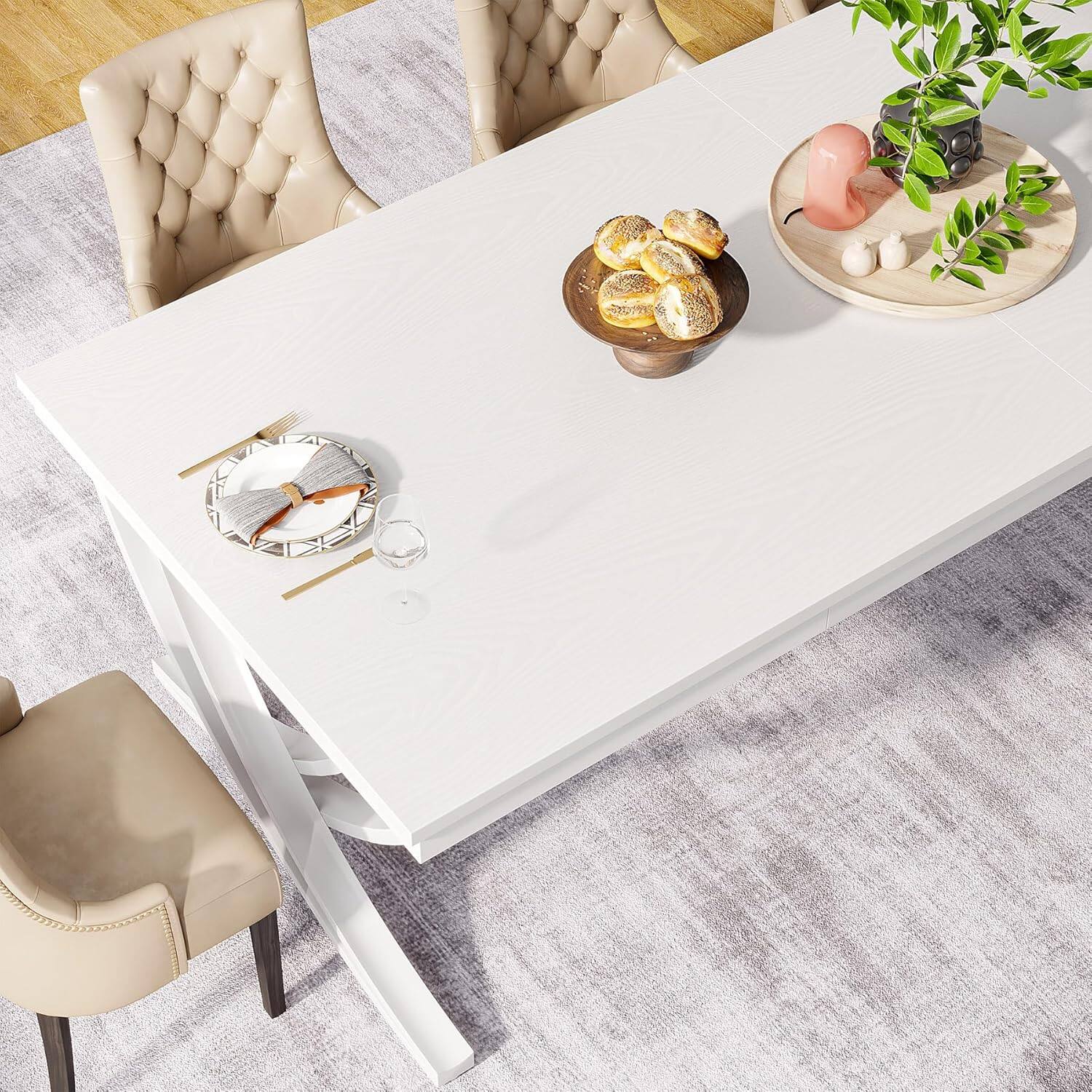 Alt View 2. Tribesigns - Office Multipurpose Table, For Everyday Items and Shared Use in Workspaces and Reception Areas - White.